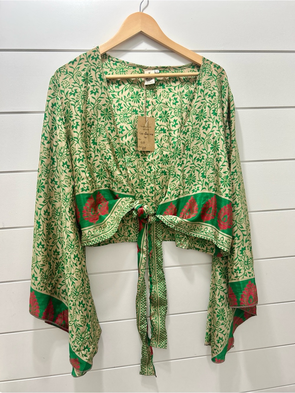 NEW Silky Bohemian Saree Top / Kimono • Size Small-Medium